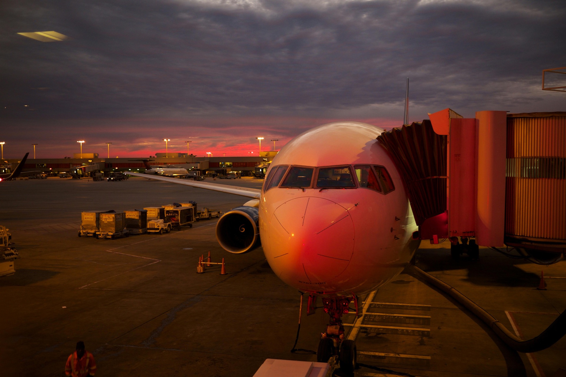 Cargo aircraft at an airport prepared for international logistics
